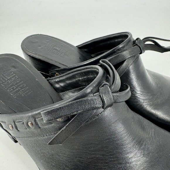American Eagle Vintage Clogs Women’s 7.5 black leather y2k 90s grunge emo punk - Picture 4 of 8
